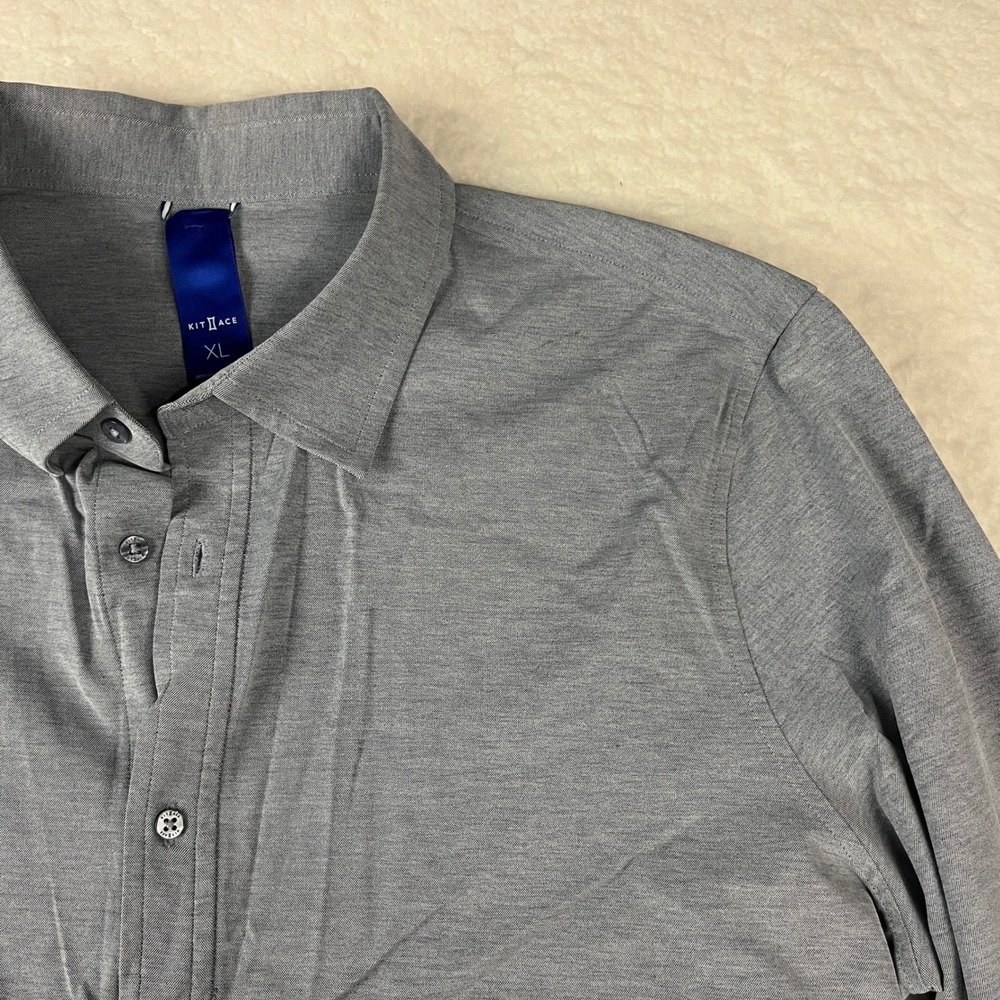 KIT AND ACE Mens Grey Button Down Shirt Long Sleeve Performance Tech XL‎